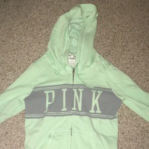 Mint green, PINK victoria's secret hoodie